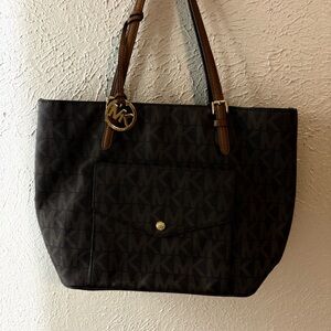 Michael Kors Black and Brown Tote Bag